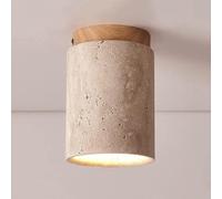 VUCICA Cement Concrete Ceiling Lamp Industrial Ceiling Light Fixture Mid Century Rustic Marble Semi Flush Mount Ceiling Fixture Retro Walnut Lamp for Farmhouse Kitchen Entryway Hallway Balconer Foyer