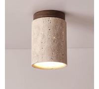VUCICA Cement Concrete Ceiling Lamp Industrial Ceiling Light Fixture Mid Century Rustic Marble Semi Flush Mount Ceiling Fixture Retro Walnut Lamp for Farmhouse Kitchen Entryway Hallway Balconer Foyer
