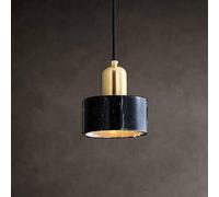 VUCICA Green Natural Stone Ceiling Pendant Lamp Black Marble Pendant Light White Drum Single Hanging Light Gold Modern Chandelier for Bedroom Dining Room Restaurant Lounge Hotels (Color : Dark)