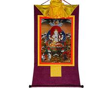 VUcica Mudra Crafts Chenrezig Thangka Wall Hanging Thangka Painting - TibetanBuddhist Thangka Brocade (Color : Gold, Size : S) (Color : Blu, Size : M) (Color : Purple, Size : S)