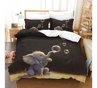 VUDBELAFC 3D Printed Duvet Cover Set Elephant Microfiber Quilt with Zipper Closure Home Bedding Cover Sets ForAdults Kids Bedroom Guestroom Double（200x200cm）
