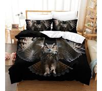 VUDBELAFC 3D Printed Owl Duvet Cover Bedding Set 3pcs,Soft Microfiber Quilt Cover with Pillowcases And Zipper Closure,for Adults And Teens Double（200x200cm）