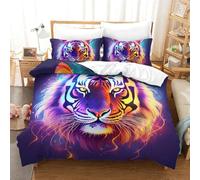 VUDBELAFC Bedding Duvet Cover Set Tiger Microfibre Comforter Cover 3D Print Quilt Cover with 3 Piece Set Pillowcases for Children, Adults King（220x240cm）