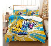VUDBELAFC Bedding Tiger Set Duvet Cover Set Bedding Set for Kids Boys Girls 3D Printed Comforter Cover Quilt Microfiber Cover Bedroom Collection 3Pcs Double(200x200cm)