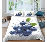 VUDBELAFC Blueberry 3D Printed Duvet Cover Set 3 Pcs Bedding SetDuvet Quilt Cover-Easy Care Anti-Allergic Soft And Smooth With Pillow Cases for Kid Teens Boys And Girls Man King(220x240cm)