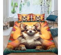 VUDBELAFC Chihuahua Dog Duvet Cover Set 3 PCS Hotel Quality Quilt Cover Bed Sets Bed Covers with Pillowcases with Zipper Closure Hypoallergenic Soft Breathable Microfiber Double（200x200cm）