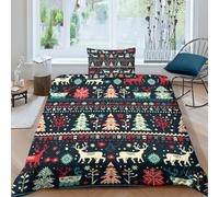 VUDBELAFC Christmas Theme Cute Patterns Duvet Cover Set 3 PCS Hotel Quality Quilt Cover Bed Sets Bed Covers with Pillowcases with Zipper Closure Ultra Soft Hypoallergenic Microfiber Single(135x200cm)