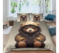 VUDBELAFC Grizzly Bear Duvet Cover Sets 3 PCS Hotel Quality Quilt Cover Bedding Set Bed Covers with Pillowcases with Zipper Closure Ultra Soft Anti Allergic Microfiber King（220x240cm）