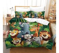 VUDBELAFC Jungle Animals Duvet Cover Set Bedding Set 3D Microfiber Comforter Cover with Pillow Shams, 2 Piece Set, Zipper Quilt Cover Double（200x200cm）