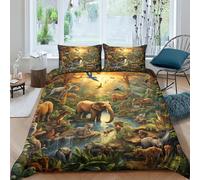 VUDBELAFC Jungle Animals Duvet Cover Sets 3 PCS Hotel Quality Quilt Cover Bedding Set Bed Covers with Pillowcases with Zipper Closure Breathable Stylish Comforter King（220x240cm）