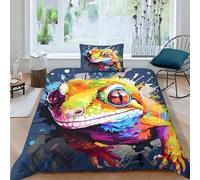 VUDBELAFC Lizards 3Pcs Bedding Set Printed Quilt Cover,3D Reptile Duvet Cover for Boys Adult, Microfibre, with Pillowcases Easy Care Microfiber Comforter Cover Hidden Zipper Single(135x200cm)