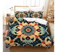 VUDBELAFC Microfiber Duvet Cover Set Mandala Fade Resistant Duvet Cover Comforter Cover 3pc with Zipper Bedding Set for Bedroom, Guestroom Double（200x200cm）
