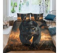 VUDBELAFC Panther Duvet Cover Set 3 PCS Hotel Quality Quilt Cover Bedding Sets Bed Covers with Pillowcases with Zipper Closure Breathable Stylish Comforter King（220x240cm）