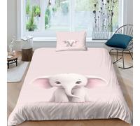 VUDBELAFC Pink Elephant 3D Printed Comforter Cover Set Duvet Cover Bedding Set for Kids Teens Boys Room Decor Microfiber Quilt Cover 3 Pcs with Pillow Case Hidden Zipper Single（135x200cm）