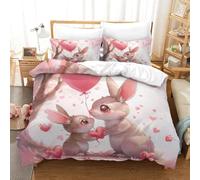 VUDBELAFC Rabbit 3D Printed Duvet Cover SetQuilt Cover Easy Care Bed Linen Soft Cosy 3 Pcs Bedding Sets Pillowcases for Kid Teens Boys And Girls Man Single(140x200cm)