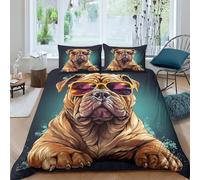 VUDBELAFC Shar Pei Dog Duvet Cover 3 PCS Hotel Quality Quilt Cover Bedding Bed Covers with Pillowcases with Zipper Closure Hypoallergenic Soft Breathable Microfiber Double（200x200cm）