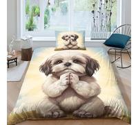 VUDBELAFC Shih Tzu Duvet Cover 3 PCS Hotel Quality Quilt Cover Bedding Set Bed Covers with Pillowcases with Zipper Closure Ultra Soft Hypoallergenic Microfiber Single（135x200cm）
