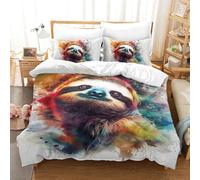 VUDBELAFC Sloth Ultra Soft Duvet Cover Set Modern Duvet Cover All Seasons Comforter Cover 3pc with Zipper Bedding Set for Kids Boys Girls Single（140x200cm）