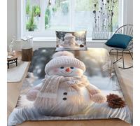 VUDBELAFC Snowman Duvet Cover Set 3 PCS Hotel Quality Quilt Cover Bedding Bed Covers with Pillowcases with Zipper Closure Ultra Soft Hypoallergenic Microfiber Single（135x200cm）