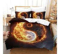 VUDBELAFC Yin Yang Bagua 3D Printed Quilt Cover 3 Pieces Bedroom Bed Bedding Set Soft Easy Care with Zipper Closure,Pillowcases for Kids Girls Boys Adults Bedroom Double(200x200cm)