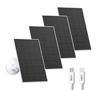VUEBEE 2W Solar Panel for Security Camera Outdoor, USB/USB-C Charger with IP65 Waterproof, 360° Adjustable Mount & 7.2ft Cable, Compatible with Rechargeable Battery Cameras (4 Pack, White)