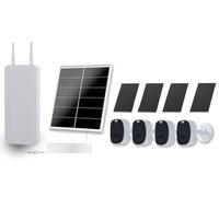 VUEBEE 4G LTE Router Security Camera System, 4-Cam Kit with 4 Solar Panels for Cameras & 20W Solar Panel for Router, 360° Coverage, 1080P Full HD Color Night Vision, WiFi Ethernet SIM Card
