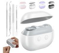 Vueeze EasyClip Smart Nail Clipper, Integrated Shear/Grinding System with LED Safety Light, USB Rechargeable Automatic Trimmer and File, Two Grinding Heads for Adults Senior Care (White)