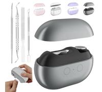 Vueeze EasyClip Smart Nail Clipper, Integrated Shear/Grinding System with LED Safety Light, USB Rechargeable Automatic Trimmer and File, Two Grinding Heads for Adults Senior Care (Black)