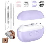 Vueeze EasyClip Smart Nail Clipper, Integrated Shear/Grinding System with LED Safety Light, USB Rechargeable Automatic Trimmer and File, Two Grinding Heads for Adults Senior Care (Purple)
