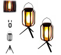 Vueeze Eternal Witchfire Lantern, Solar Handheld Tent Light with Flame Effect, High Efficiency Powered, 4 Lighting Modes Lanterns Outdoor Waterproof with Tripod, for Yard Garden (2)