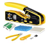 Vueqkueg Crimping Tool Gift LowProfile Crimp Strip Plastic | Pocket-friendly RJ45 tool with internal stripper, ergonomic handle for extended use, 1 set of network cable clamps included.