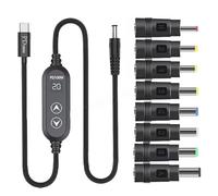 Vueqkueg Power Cable Type-C PD 100W to DC5.5mm 5V-20V Regulated Output | Plug and play with PD-enabled devices; simply select 5V-20V, monitor status via indicators, and enjoy safe, steady charging.