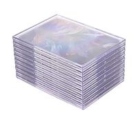 Vueqkueg Trading Card Case Protector Kit: 10 Bricks + 2 Display Stands | : clear, hard plastic sleeves hold 9.4x6.6 cm cards securely in a transparent case, for display protection.