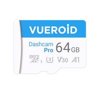 Vueroid 64GB Dashcam Pro microSD Card with Reader Adapter, C10, V30, UHS-I, Class 10, A1, High Speed Memory Card for 4K UHD Video, Read Speed up to 100 MB/s microsdxc