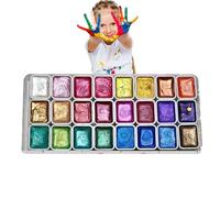 Vuggdt 24 Color Watercolor Painting Set | Metallics Watercolour Paints Set | Glitter Solid Gouache Paint Box | Water Colours Paint Set Art Palette For Students Artists Painting Lovers