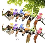 Vuggdt Artificial Birds On Clip For Decoration, Simulated Artificial Bird, Colourful Artificial Feather Foam Birds, Fake Birds Crafts Ornaments, Realistic Artificial Bird Decoration For Home Garden