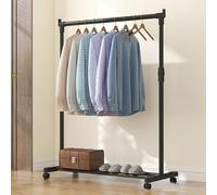 Vuggdt Clothes Rack Wheels | Telescopic Clothes Rail Stand | Heavy Duty Metal Garment Rack | Portable Hanging Rails For Clothes | Movable Clothes Drying Rack For Bedroom Balcony