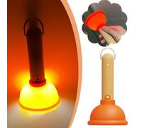 Vuggdt Cute Toilet Plunger Night Lights | Novelty Plunger Wireless Night Light | Portable Silicone Nightlight | USB Rechargeable Funny Plunger Lamps with Wooden Handle for Bedroom, Camping