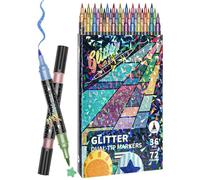 Vuggdt Drawing Markers - Glitter Double-Tip Stationery - Adult Coloring Book Markers - for Crafting Classroom Home Kindergarten Journaling Scrapbooking Sketching Illustrations Doodling