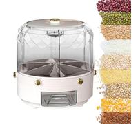 Vuggdt Rice Storage Container | Large Capacity Round Cereal Dispenser,6 Grids Round Rice Bucket, Rotating Dry Food Dispenser for Home Restaurant