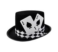 Vuggdt Top Hats for Men | Playing Card Print,Stage Performance Hat,for Amateur Hobbyists Theater Teachers Party Planners Cosplayers Halloween School Play Themed Photoshoots