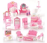 Vugttuon 32 Pcs Dolls House Furniture Dolls House Accessories Dollhouse Furniture Set Minihouse Realistic Miniatures Bedroom Living Room Kitchen With Pretend Play Furniture Toys For Boys Girls