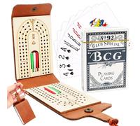 Vugttuon Cribbage Board With Pegs Cribbage Board Game Set With Full Deck Of Cards And 6 Pegs For Game Night, Travel Cribbage Board Game Set Pegs Cribbage Accessories Cribbage Board With Pegs Game Bag