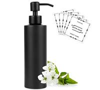 Vugttuon Soap Dispenser, 350 ml, Black Stainless Steel Bottle Soap Dispenser, Shampoo Dispenser, Refillable Pump Dispenser, with Sticker for Bathroom, Bedroom and Kitchen
