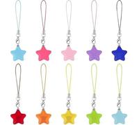 Vugyue 10Pcs Multicolour Cute Phone Chains, Phone Charm String, Cute Keychain, Stylish Mini Car Keychain, Keys and Travel Accessories, Attractive Star-shaped Mobile Phone Pendant
