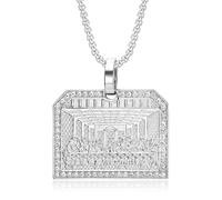 VUIFONGS Last supper Chain for Men Iced Out Pendant Christian Cross Rectangle Pendant Necklace Religion Style Hip Hop Punk Rock Clubs jewelry Cuban Link chain for men, Stainless Steel, No Gemstone