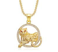 VUIFONGS Leopard Chain for men Iced Out Animal Pendant for men Necklace Red Eyes Panther Necklace Hip Hop Iced Out Chain Sports Star Pendant Rap Punk Rock Clubs jewelry Cuban Link chain for men sports