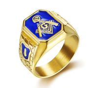 VUIFONGS Masonic AG Symbol Square Rings for Men Religion's ring women Stainless Steel Jewelry Rings for Men rings for Christian Heavy Metal ring, 9 UK, Metal, No Gemstone