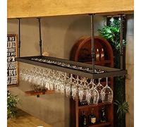 VUIKLCty Bar Floating Rack, Ceiling Iron Wine Rack, Hanging Cup Rack, Adjustable Height, Wine Rack Display Rack Decoration Rack(80cm)