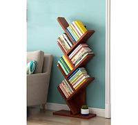 VUIKLCty Bookcase book shelf Tree-shaped Bookshelf, Large-capacity Bookcase Storage Display Cabinet, T-shaped Shelf for Home Bedroom Office(6-layer teak rounded corners)